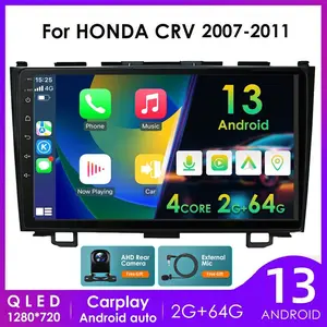 Android 13 Car Radio for Honda CR-V 3 RE CRV 2007-2011 9-inch Display Quad Core 1.2GHz GPS Navigation Carplay Head Unit with Steering Wheel Control