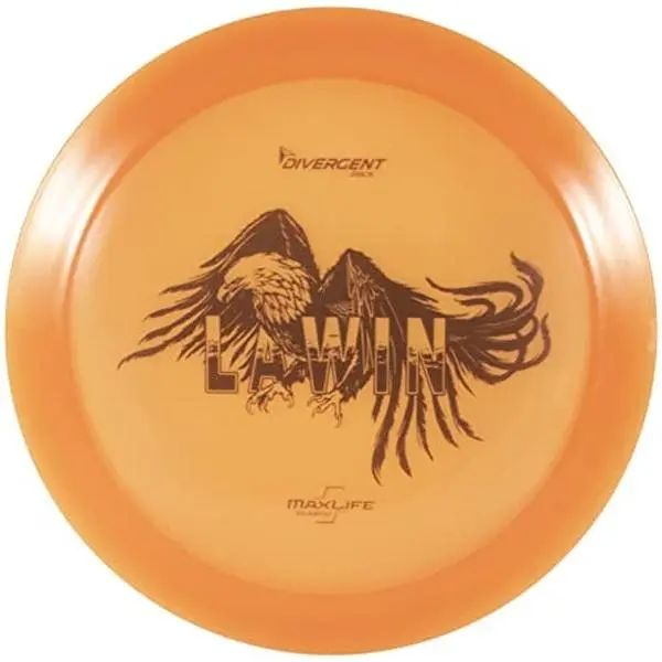 DIVERGENT DISCS Lawin Eagle Plastic Disc Golf Stable Distance Driver - Domey Profile, Flexible, High Glide, Max Grip, Beadless, S-Curve Flight Path, Outdoor Recreational Player Use, Economical Way to Try New Discs