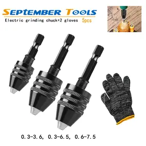 5pcs Quick Change Hexagonal Shank Drill Chuck Three Jaw Self Centering Chuck Drill Electric Mill Clamping Tool