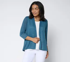 Denim & Co. Slub Knit Open Front 3/4-Sleeve Cardigan