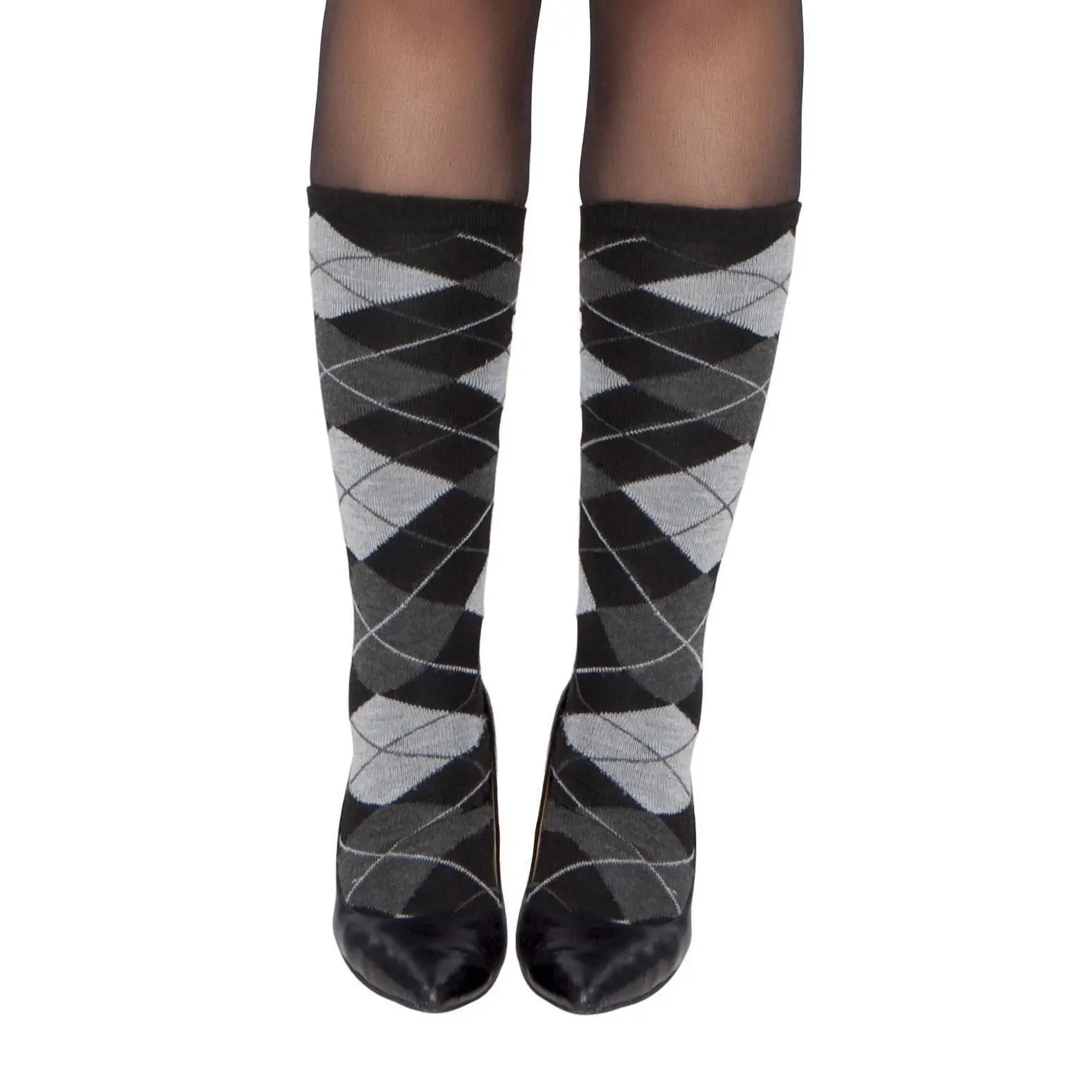 Pair of Gray Argyle Leg Warmers