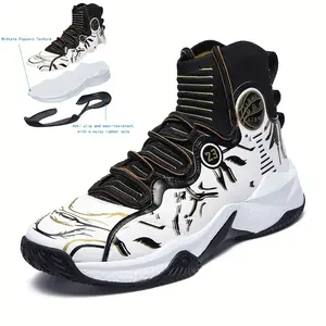 Men's High-Top Basketball Sneakers - Breathable, Non-Slip Rubber Sole with Shock Absorption, Durable & Stylish for Running and Casual Wear