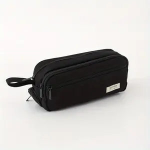 Large Capacity Pencil Case with Zipper, Multi-Layer Pen Bag, Durable Canvas Stationery Storage Bag for School Office Travel