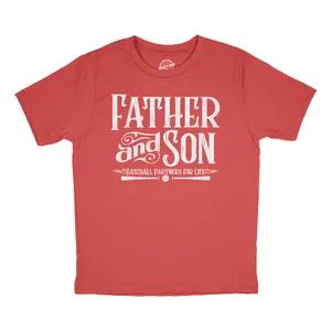 Youth Funny T Shirts Father and Son Baseball Partners for Life Sarcastic Fathers Day Graphic Tee for Kids Funny T Shirts Dad Joke Tops for Kid Funny Baseball Short Sleeve Novelty Tees for Kids Red -