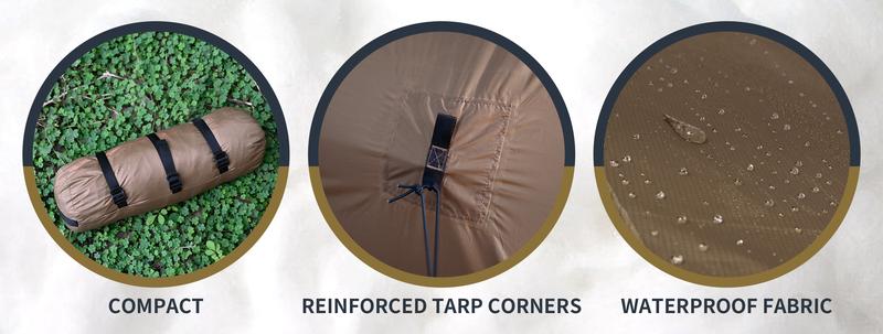Onewind Blackthorn Ultralight Tarp Tent - Waterproof 4-Person Lightweight for Hammock Camping Backpacking Shelter Tent with Rain Fly & Fire Retardant