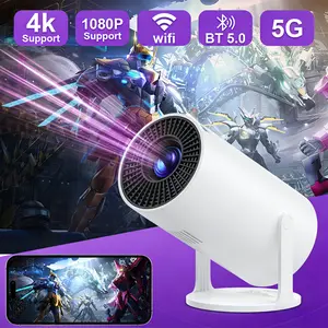 XBJ mini projector with built-in Android system, wireless network connectivity and Bluetooth, supports keystone correction and 4K decoding, can rotate 180 degrees, short-throw projector suitable for home and outdoor use dual wifi portable digital mapping