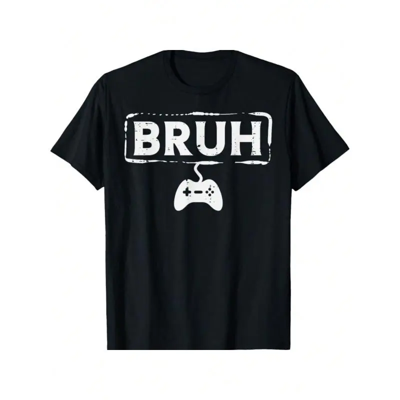 Women's Graphic Round Neck Short-Sleeve T-Shirt - Funny Gamer Bruh Video Game Print, Soft Fabric, Sturdy Hem, Christmas Gift for Teens