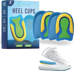 Pack of 4 Heel Cups with Gel Pads for Plantar Fasciitis and Heel Spur Relief – Gel Heel Cushion Inserts for Men and Women  soles wooden heel boots click