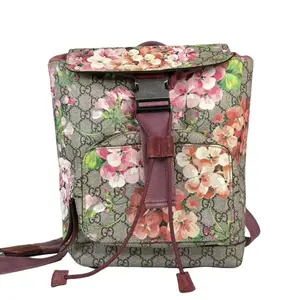 Pre-owned GUCCI Leather Backpacks GG Logo Supreme Buckle Backpack Blooms Print Floral Design Fashionable Backpacks