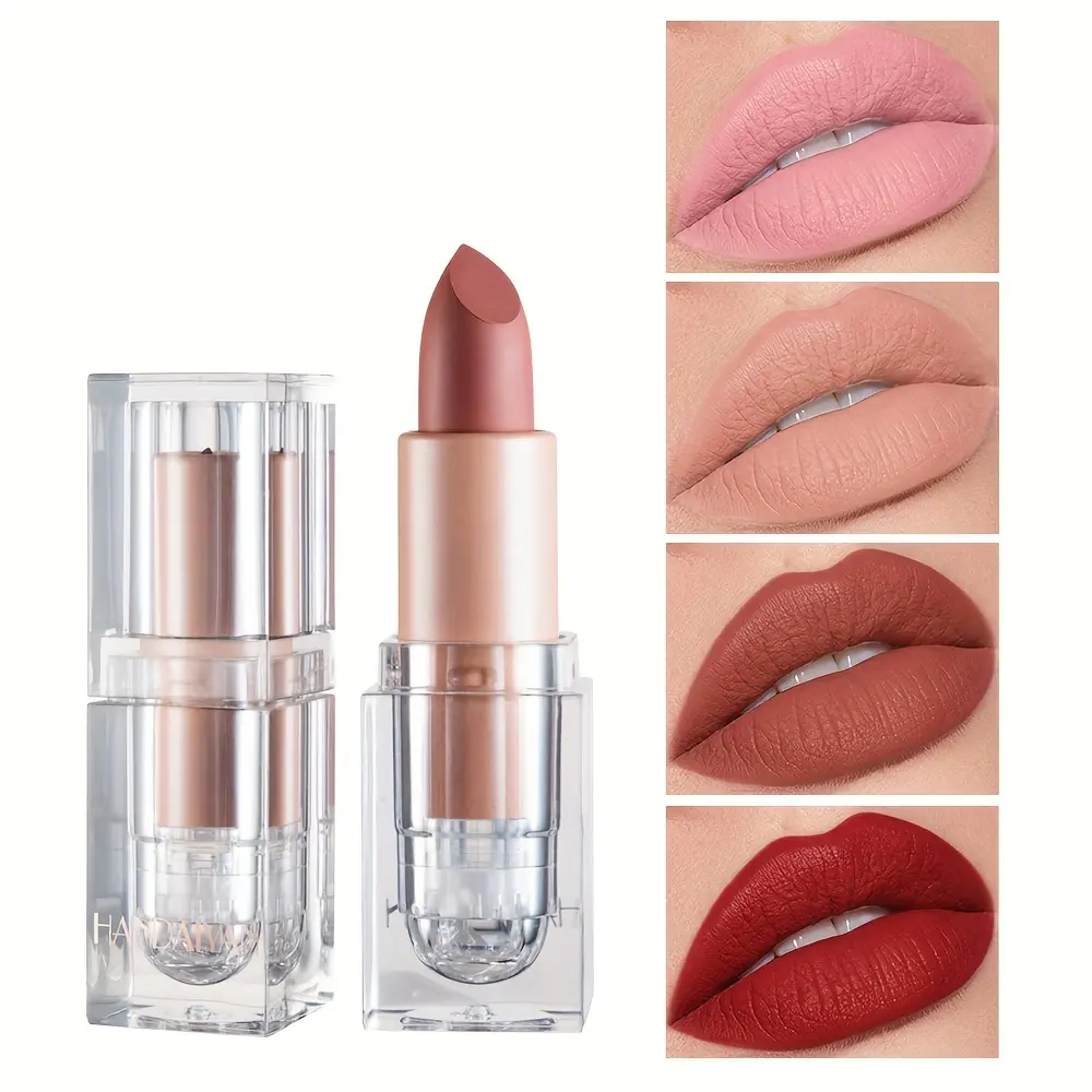 Handaiyan Nude Lock Lipstick - Long-Lasting Soft Matte Cosmetic, Smudge-Proof and Transfer-Resistant in Velvet Nude Shades with 12H Comfort Wear, Flawless, Soft Matte Lipstick, Matte Pigmented