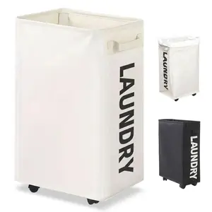 Laundry Basket Wheels 75L with Removable Mesh Bag Waterproof Oxford Cloth Suitable for Bedroom Dormitory Clothing Storage Basket