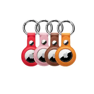 4 Pack for Airtag Holder, for Air Tag Keychain, PU Leather for Airtag Case, Air Tagsmate for Luggage, Comes with Ring Metal Snap Keyring for Luggage, Keys, Pets, Kids Bag