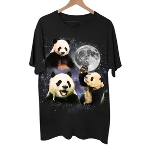 Three Panda Retro Graphic T-shirts, Vintage Panda Moon Tshirt, Panda Lovers, Funny Panda Tee, Panda Vintage Shirt, Silly Gifts, Streetwear Tshirt