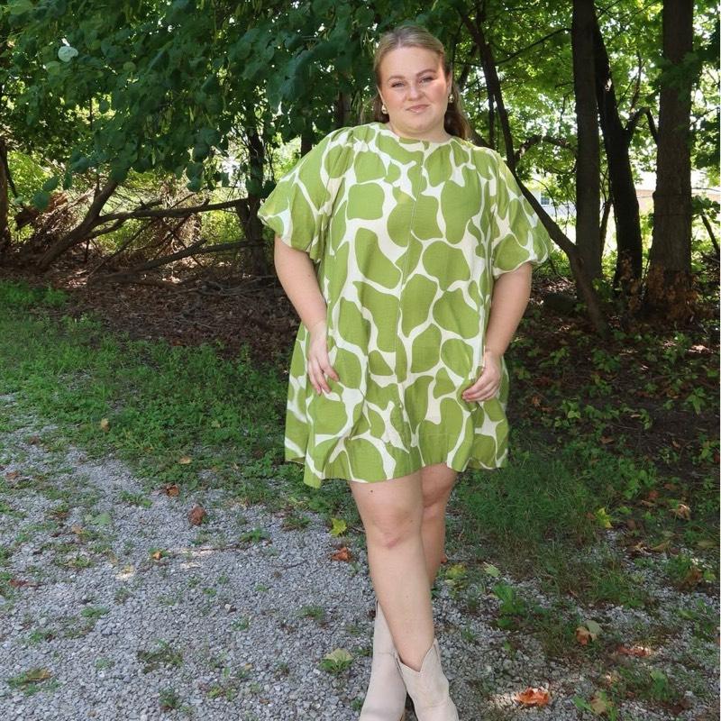Earthy Green & Cream Casual Dress | Fall Dress | Cute Casual Dress | Girly Dress with Pockets!