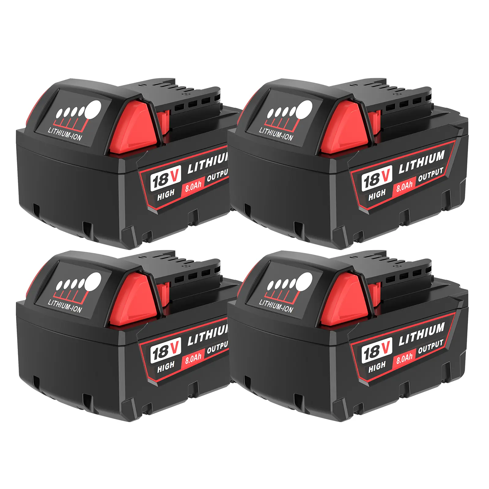 Battery Replacement for All Milwaukee M18 / 8V,48-11-1850 48-11-1840 M18 M18B Cordless Power Tools Milwaukee 18V Battery Lithium-Ion（8000mah） 4 Pack