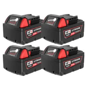 Battery Replacement for All Milwaukee M18 / 8V,48-11-1850 48-11-1840 M18 M18B Cordless Power Tools Milwaukee 18V Battery Lithium-Ion（8000mah） 4 Pack