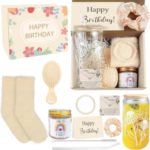 Elegant Birthday Gifts for Women  Aesthetic Glass Cups  Set 10 count Birthday  Basket for Women  Gifts for Sister Daughter  Granddaughter