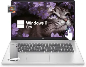 HP 17.3 Flagship Touchscreen Laptop Computer - 17.3" HD, Anti-Glare, AMD Ryzen 5 7530U, Win 11 pro, WiFi 6, for Business & Student, w/Accessory, Silver (Up to 32GB RAM, 512GB/1TB/2TB SSD)