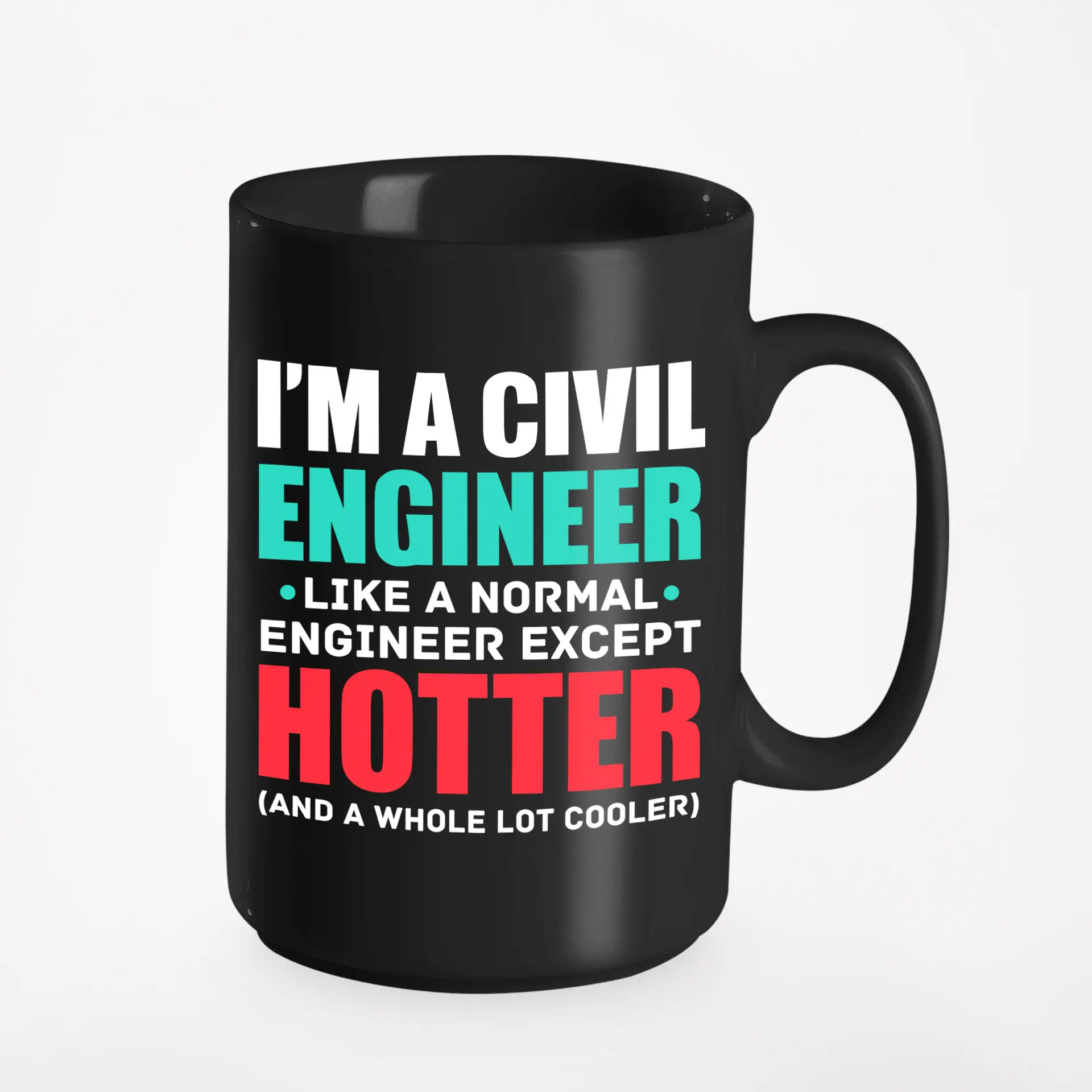 I'm a Civil Engineer, Funny Engineering Jokes or Quotes, Black 15oz Ceramic Mug