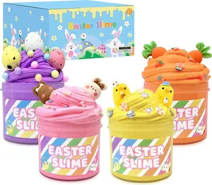 Easter Basket Stuffers for Kids 4 Pack – Easter Slime with Charms, Party Favors & Non-Candy Treats for Girls & Boys 8-12 – Goodie Bag Fillers & Easter Gifts