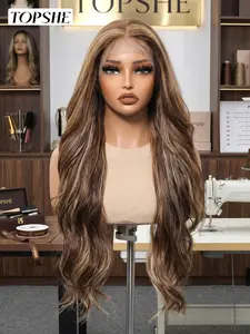 Topshe Tiktok 13x6 Lace Front Wig, 28 Inch Long Curly Highlights, Soft Natural Breathable Party Fun, Synthetic Lace Wigs, Synthetic Hair Wigs, Fashion Wig