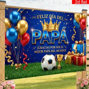 1PC,2D Flat Backdrop Father's Day Soccer - themed Decorative Backdrop, Festival Party Decoration Background Curtain, Birthday Party Photo Backdrop, Festival Celebration Venue Decoration Background Prop