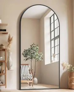71"x32"Floor Mirror Full Length,Arched Full Length Mirror with Stand,Full  Mirror,Hanging or Large Leaning for Bedroom Living Room Black