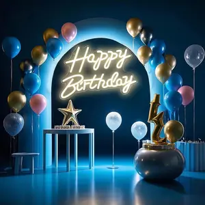 MICRENCY Happy Birthday Neon Light LED Luminous Letters USB or 2A Batteries Warm White Light for Birthday Party Decorations & Home Decor Ideal for Celebrations