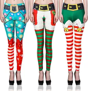 3 Pcs Funny Christmas Leggings for Women Ugly Printed Leggings Christmas Tights Leggings Soft Stretchy Costume Tights