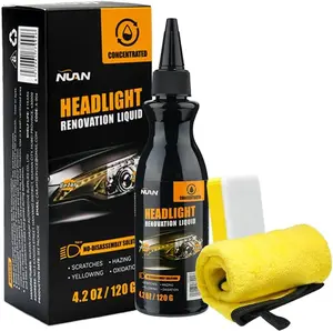 Headlight Restoration Liquid, 4.2oz/120g Concentrated Formula, Car Headlight Repair Kit with Sponge and Towel for Yellowing, Hazing, Scratches and Oxidation