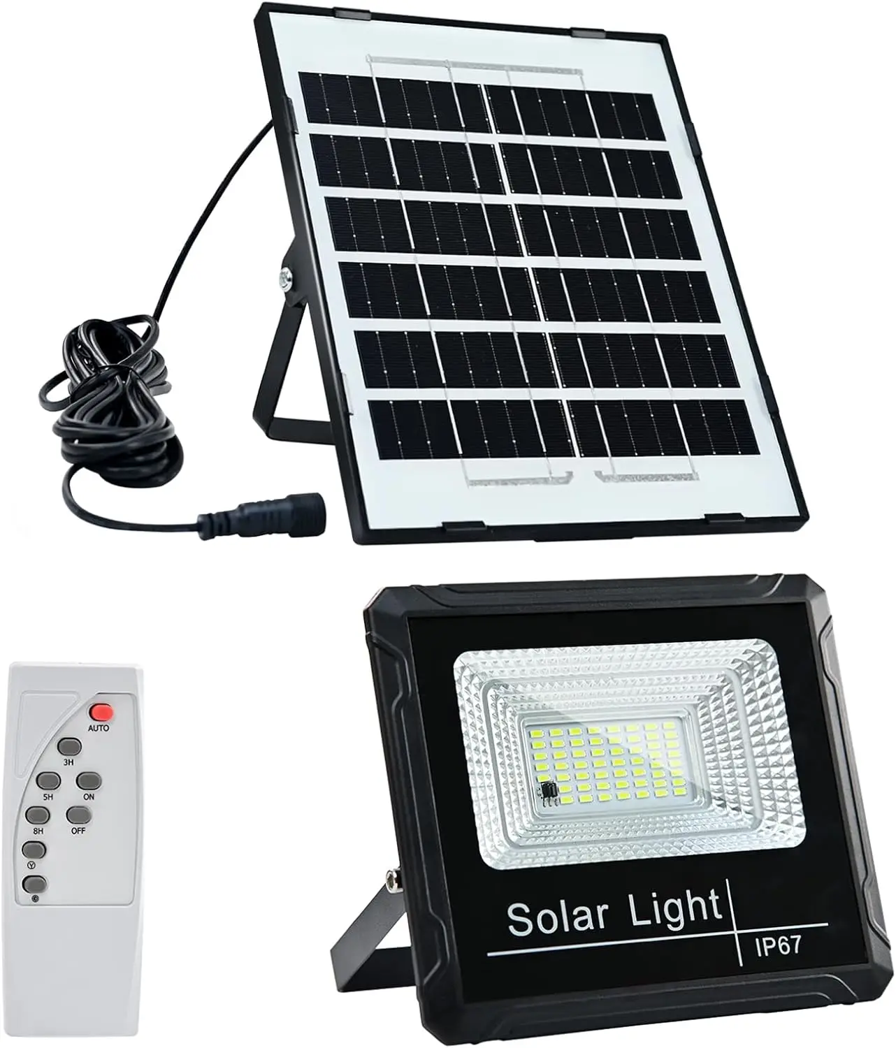 Solar Outdoor Flood Lights IP67 Waterproof Security Spot Lights with Remote Control for Yard Garden