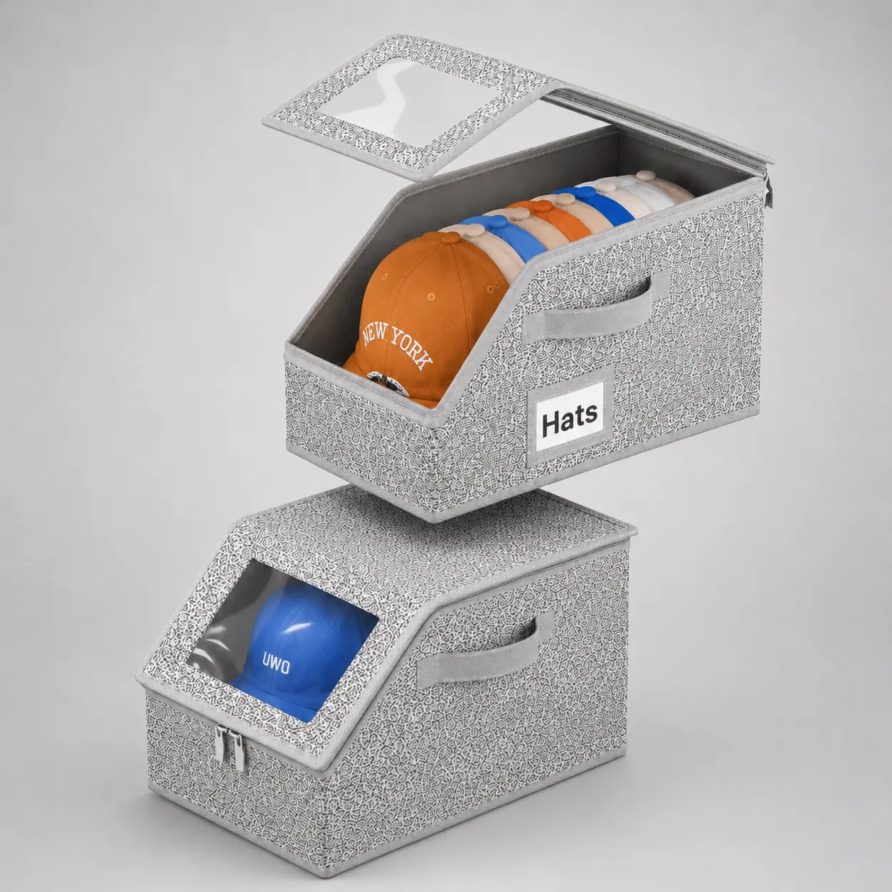 【Father's Day Gift】Stackable Hat Storage Boxes for Baseball Caps, Holds Up to 24 Hats, Durable Cardboard Box , Dustproof Cap Storage Box with Transparent Window, Wardrobe Organizer,dorm essentials,home decor