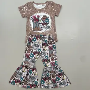Girl Bell Bottom Set Western Outfit Girl Clothing Set