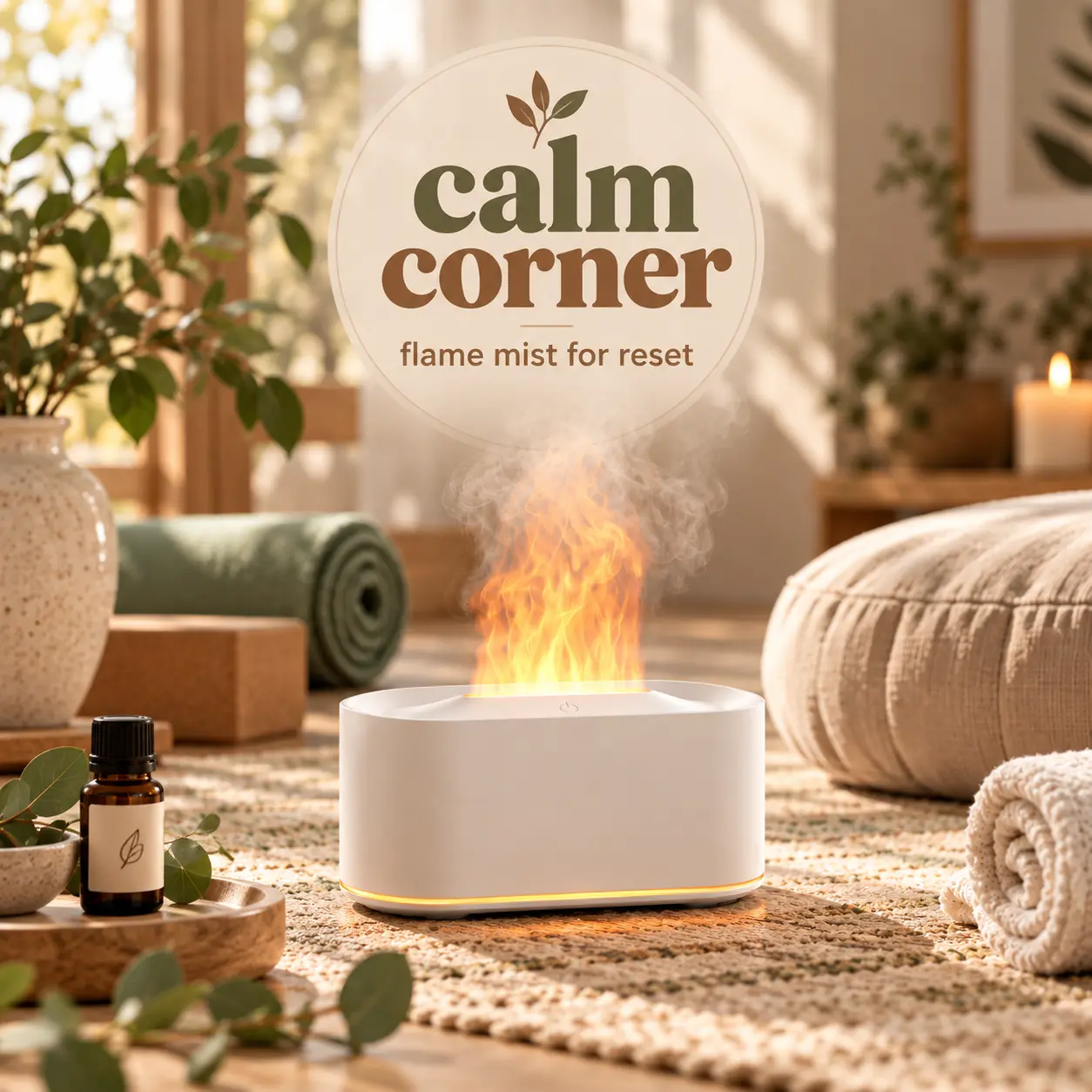 Aromatherapy Flame Diffuser, Flame-Like Mist Aroma Diffuser with Warm Ambient Glow for Bedroom, Home Office, Living Room & Relaxing Decor