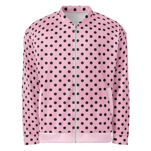 Pink Polka Dot Bomber Jacket – Fleece-Lined Streetwear | ViNTELNY