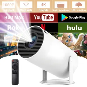 Mini Projector with WlFl 6 and Bluetooth, 4K 1080P SupportPortable Projector 180° Rotatable 130" Screen MovieProjector Auto Keystone Compatible for Laptop, PC,Smartphone (White) projector for bedroom movie night Audio Cable