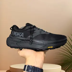 Casual, versatile, and comfortable low-top trail-running shoes for urban commuting and running. Men's style. Black