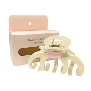 Grace & Co Loro Claw Clip - Ivory, Gentle Non-Slip Grip, Hair Protection, Versatile for All Hair Types, Lightweight & Durable, Chic Neutral Tone, Perfect for Work or Play