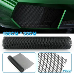 Universal 40"x13" Car Grill Mesh,Black Painted Aluminum Alloy Grille Mesh Roll,Fit for Bumper,Hood Vent,Vehicle Opening. (Black, 3x6mm Rhombus)