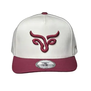 Rusty Nail Natural Maroon Snapback Hat with Bull Logo for Men Women