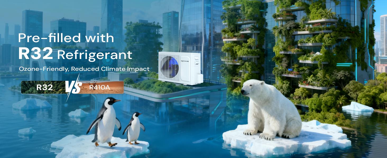 【Visio Series】Cozeware 12000 BTU 115V/230V Mini Split Air Conditioner Heat Pump 20 SEER2 Inverter Compatible with Wifi Alexa Cools Up to 750 Sq Ft for Living Room Bedroom Study Loft Garage