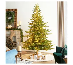 Glitzhome 7.5' LED Pre-Lit Green Full Fir FauxChristmas Tree