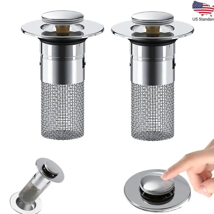 2pcs Bathroom Sink Drain Strainer,Stainless Steel Hair Catcher Basket, Universal Fit for US Bathroom Sinks, Bathtubs, Showers & Floor Drains (2pcs) summervibes