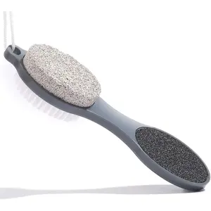 Foot File Callus Remover - Multi Purpose 4 in 1 Feet Pedicure Tools with Foot Scrubber, Pumice Stone, Foot Rasp and Sand Paper for Home Foot Care (Grey Pedicure Foot File)