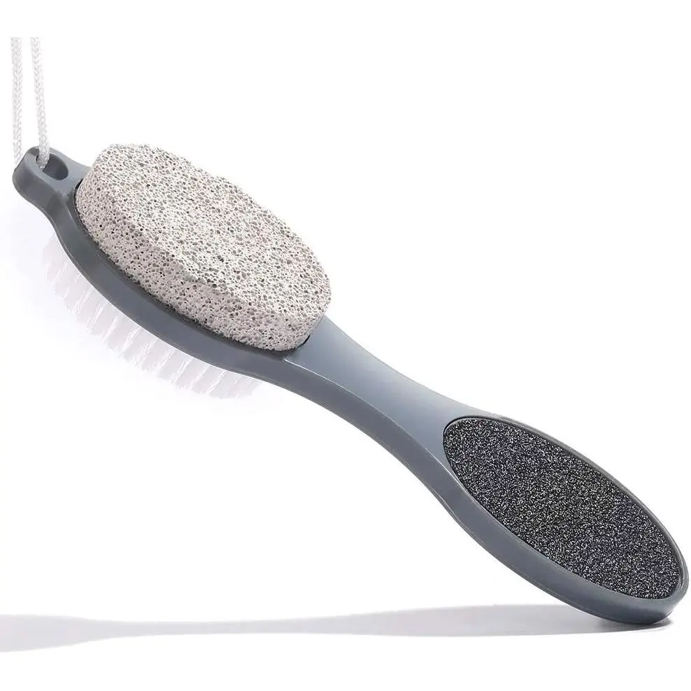4-in-1 Gentle Nail & Foot Care Tool Set - Stainless Steel Foot Buffer, Nail File, Callus Remover, Pumice Stone, Rasp, Home Pedicure Heel Care, Prevents Falling Off (Grey File)