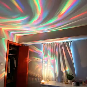Aurora, Water Ripple and Sky Projector Light, 1/2 Counts USB Rechargeable 16-color LED Projector Lamp with Remote Control, Northern Lights Ambient Ceiling Light, Ceiling Projection Lamp for Room Decor