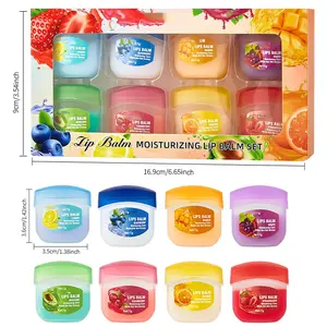 8Pcs Fruit Flavored Lip Care Set, Admd Mini Lip Balm Set, 8-in-1 Fruity Mini Lip Balms Can Be Used as Glosses Night Balms Colorless Lipsticks Long-Lasting Moisturizing Lip Mask