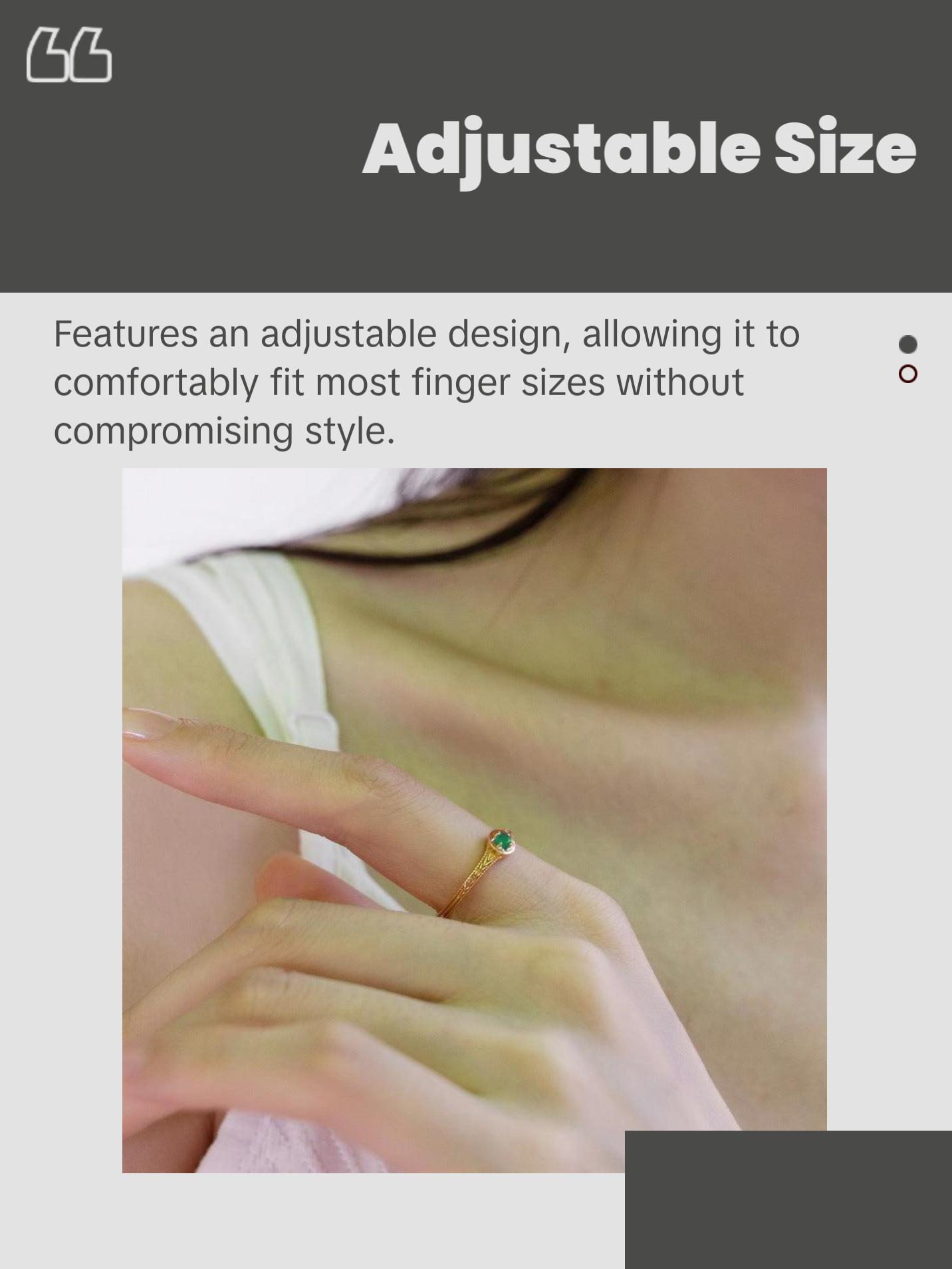 Emerald Sun Stamp Adjustable Ring