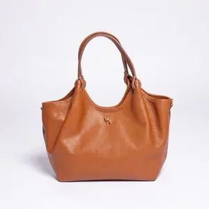 Bon Bon Caramella - Leather Bag with Unique Design & Gold-Toned Hardware 13x14x7 Inches Italian Crafted for Everyday Carry