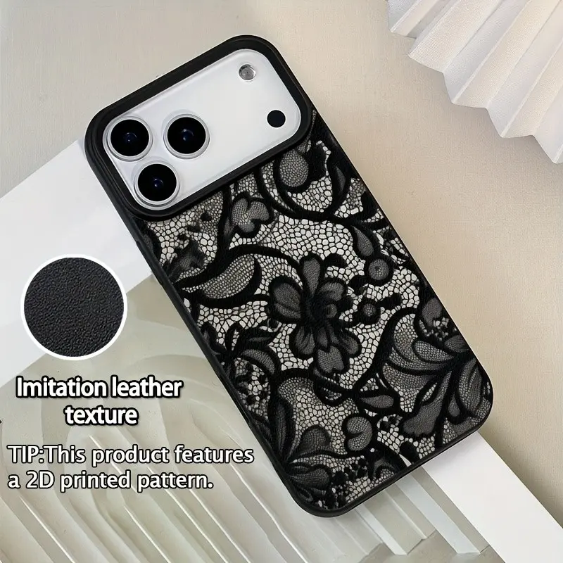 New Lace Trendy Pattern TPU Protective Phone Case Cover Casing for iPhone 15/plus/pro/max, 2026 Fashion Accessory Gift for Family/girlfriend, Cellphone, Shockproof Protector, Mobile Phone Cover